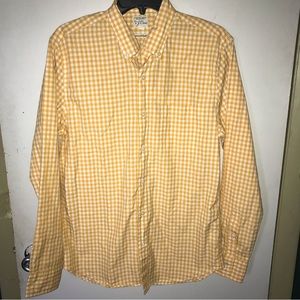 J. CREW slim organic cotton button down shirt yellow check - size medium NWT 😍